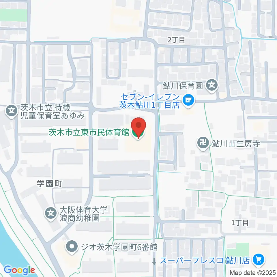 茨木市東市民体育館周辺のホテル一覧地図