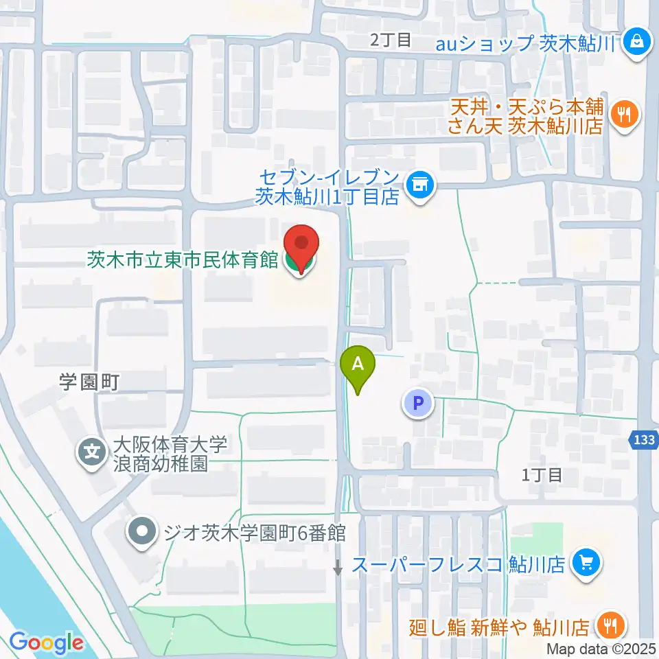 茨木市東市民体育館周辺のホテル一覧地図