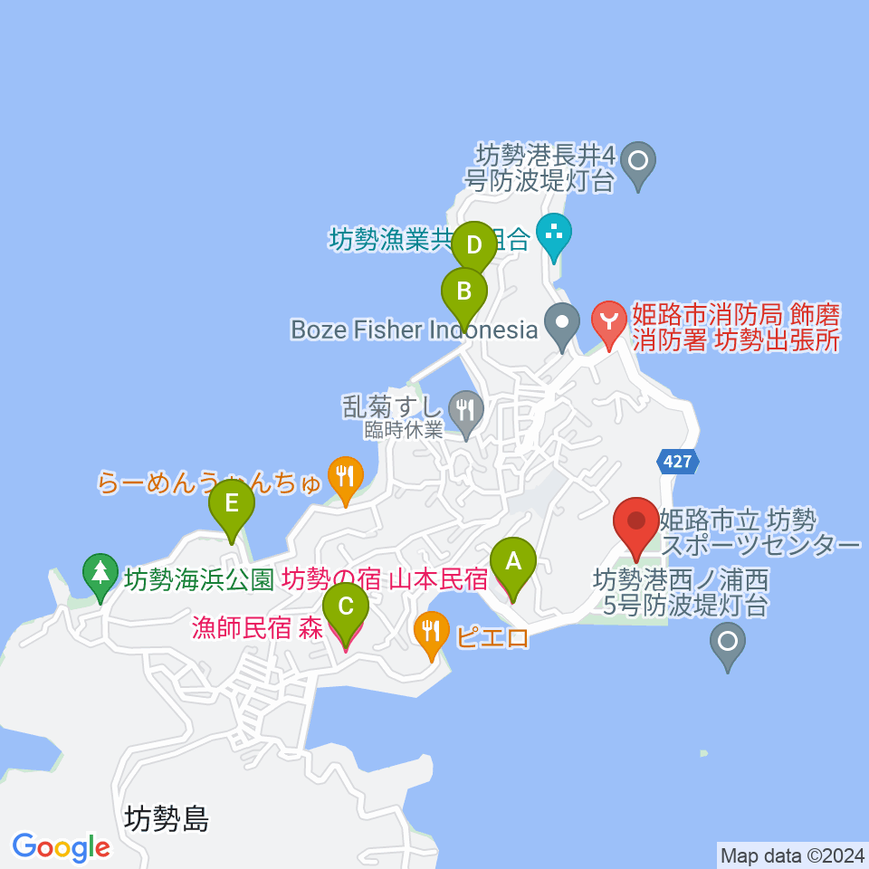 坊勢スポーツセンター周辺のホテル一覧地図
