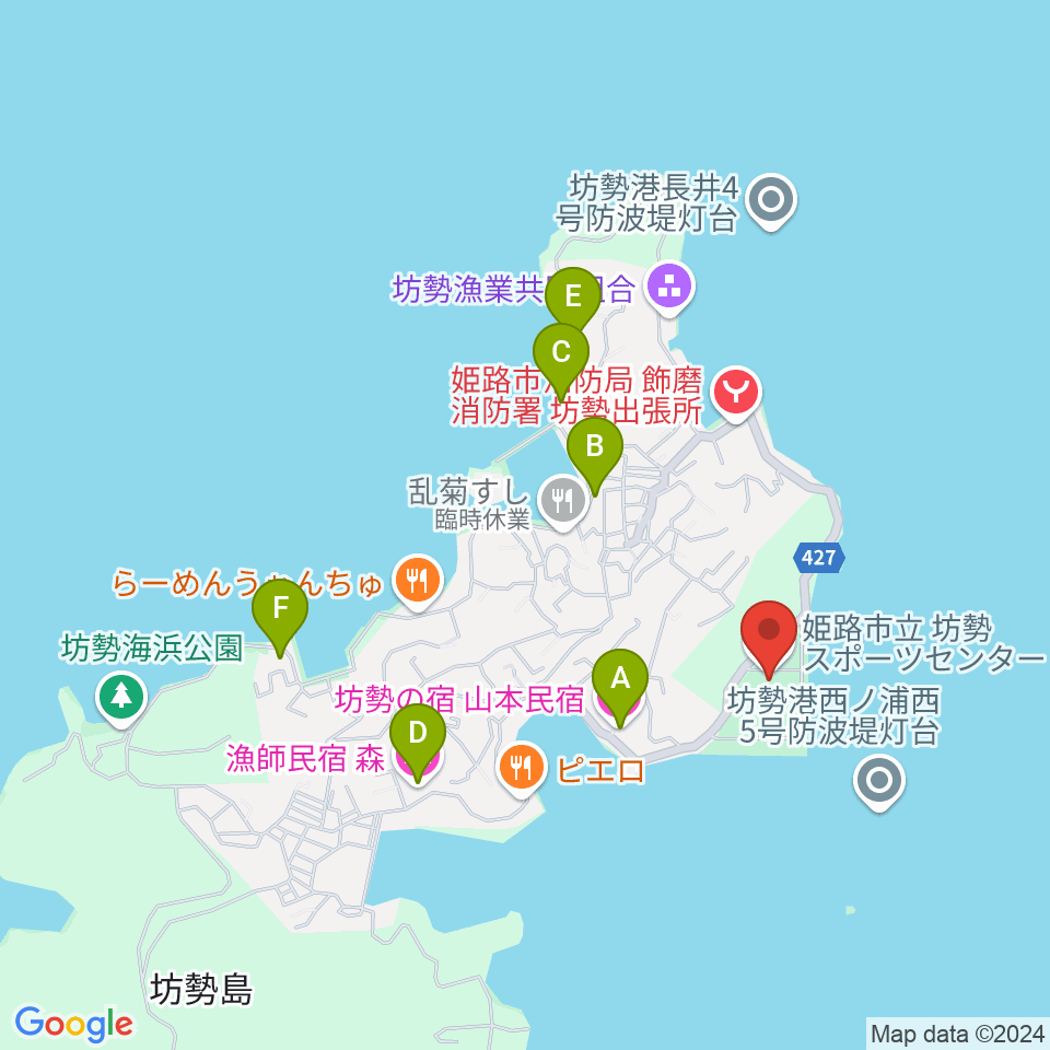 坊勢スポーツセンター周辺のホテル一覧地図