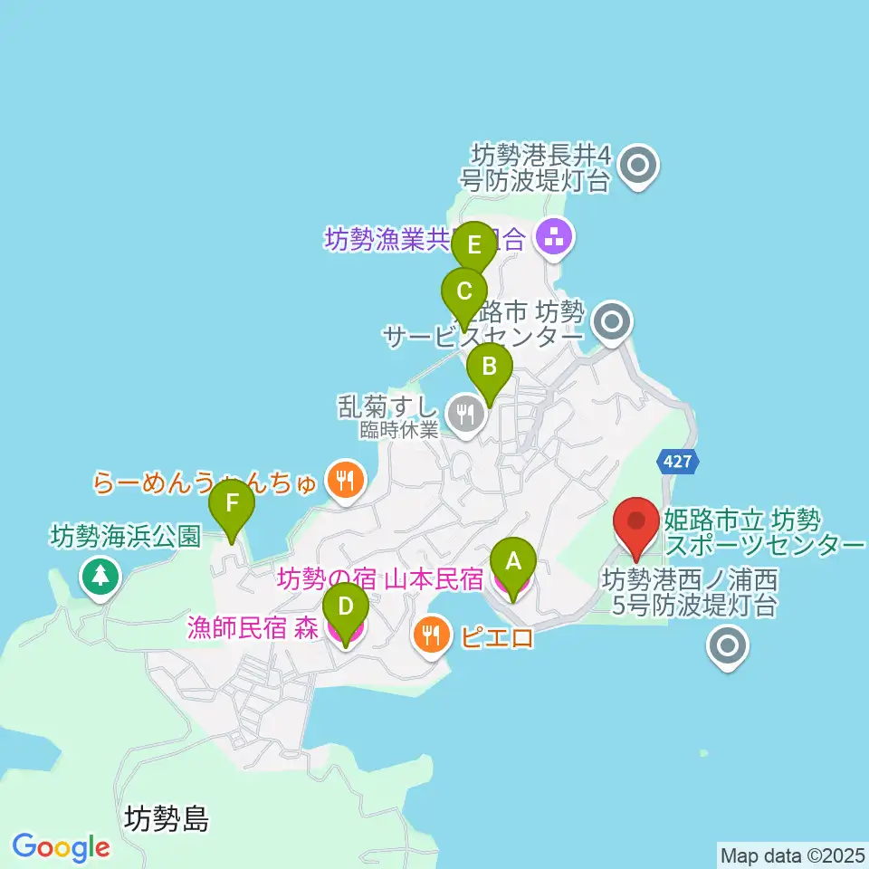 坊勢スポーツセンター周辺のホテル一覧地図