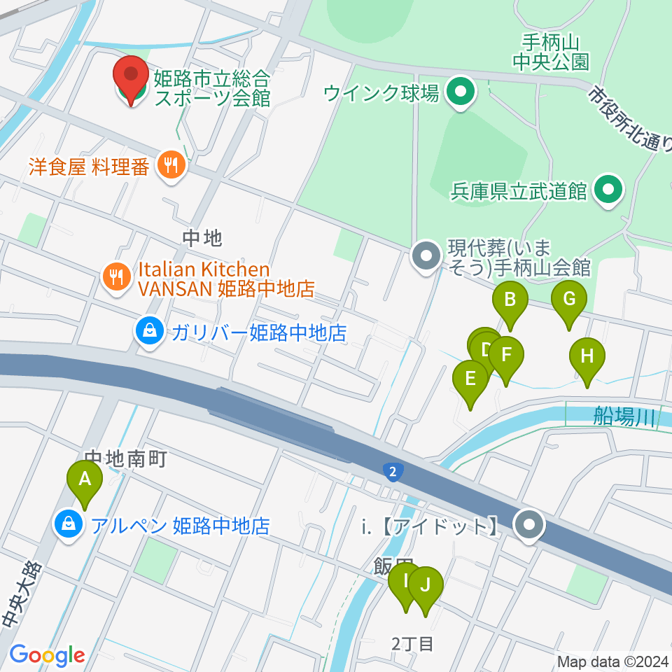 姫路市立総合スポーツ会館周辺のホテル一覧地図