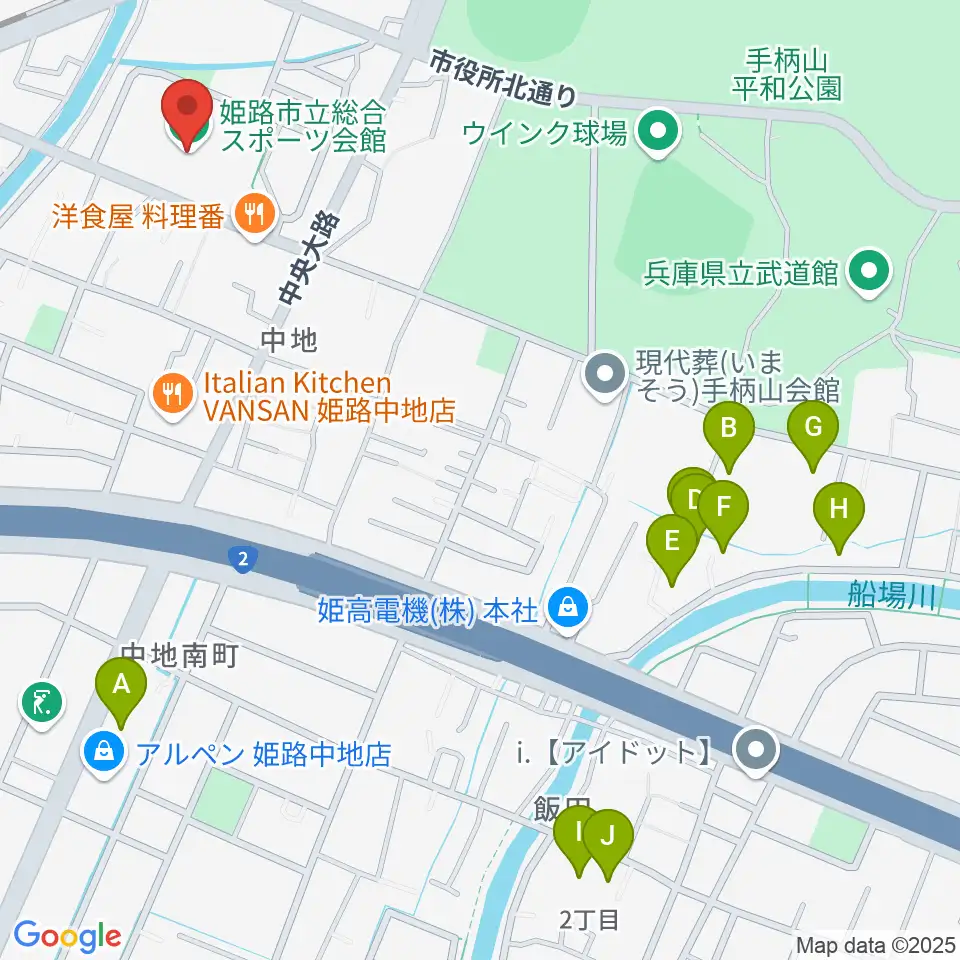 姫路市立総合スポーツ会館周辺のホテル一覧地図