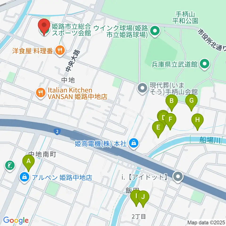姫路市立総合スポーツ会館周辺のホテル一覧地図