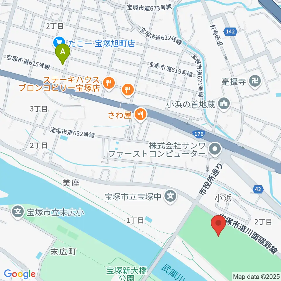 宝塚市立スポーツセンター周辺のホテル一覧地図