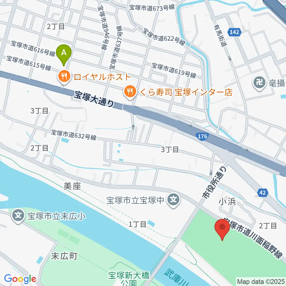 宝塚市立スポーツセンター周辺のホテル一覧地図