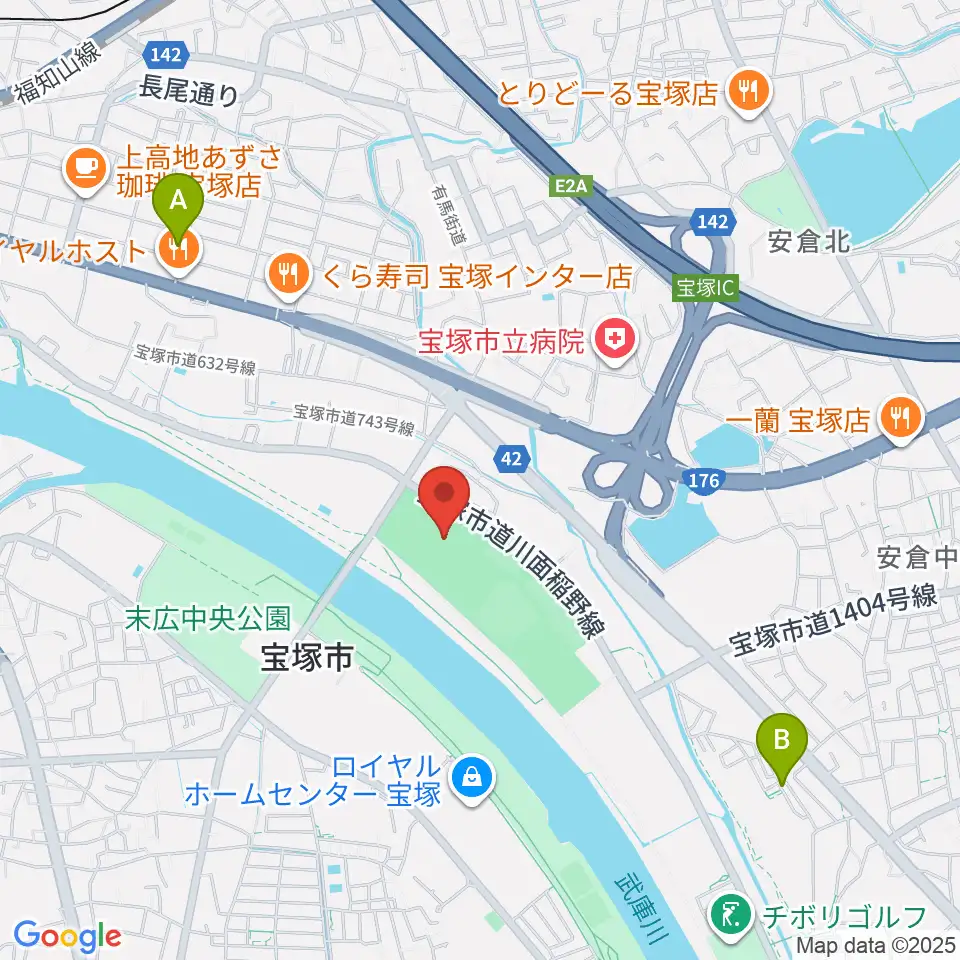 宝塚市立スポーツセンター周辺のホテル一覧地図