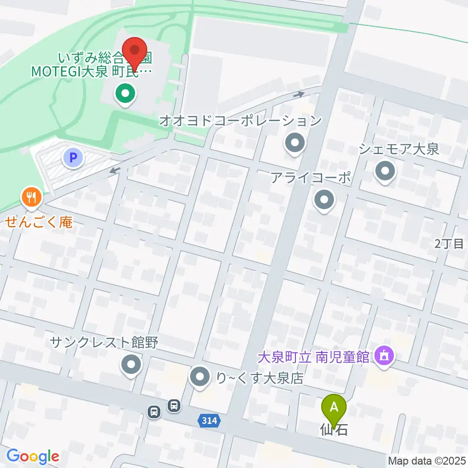 いずみ総合公園MOTEGI大泉町民体育館周辺のホテル一覧地図