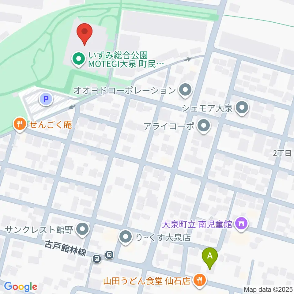 いずみ総合公園MOTEGI大泉町民体育館周辺のホテル一覧地図