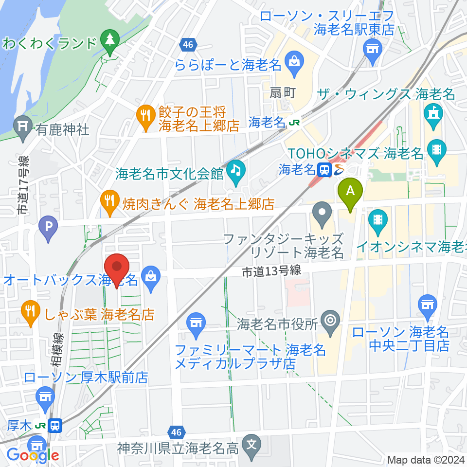 えびな市民活動センタービナスポ周辺のホテル一覧地図
