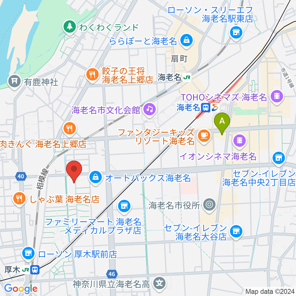 えびな市民活動センタービナスポ周辺のホテル一覧地図