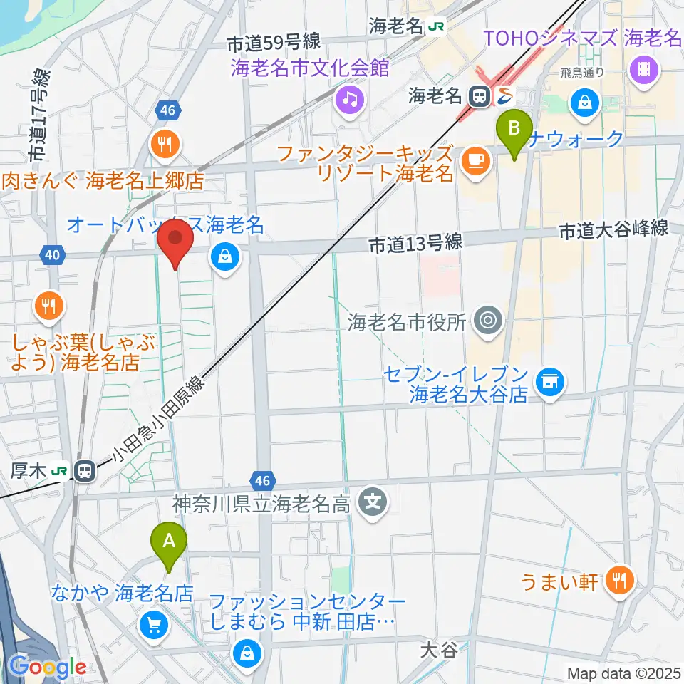 えびな市民活動センタービナスポ周辺のホテル一覧地図