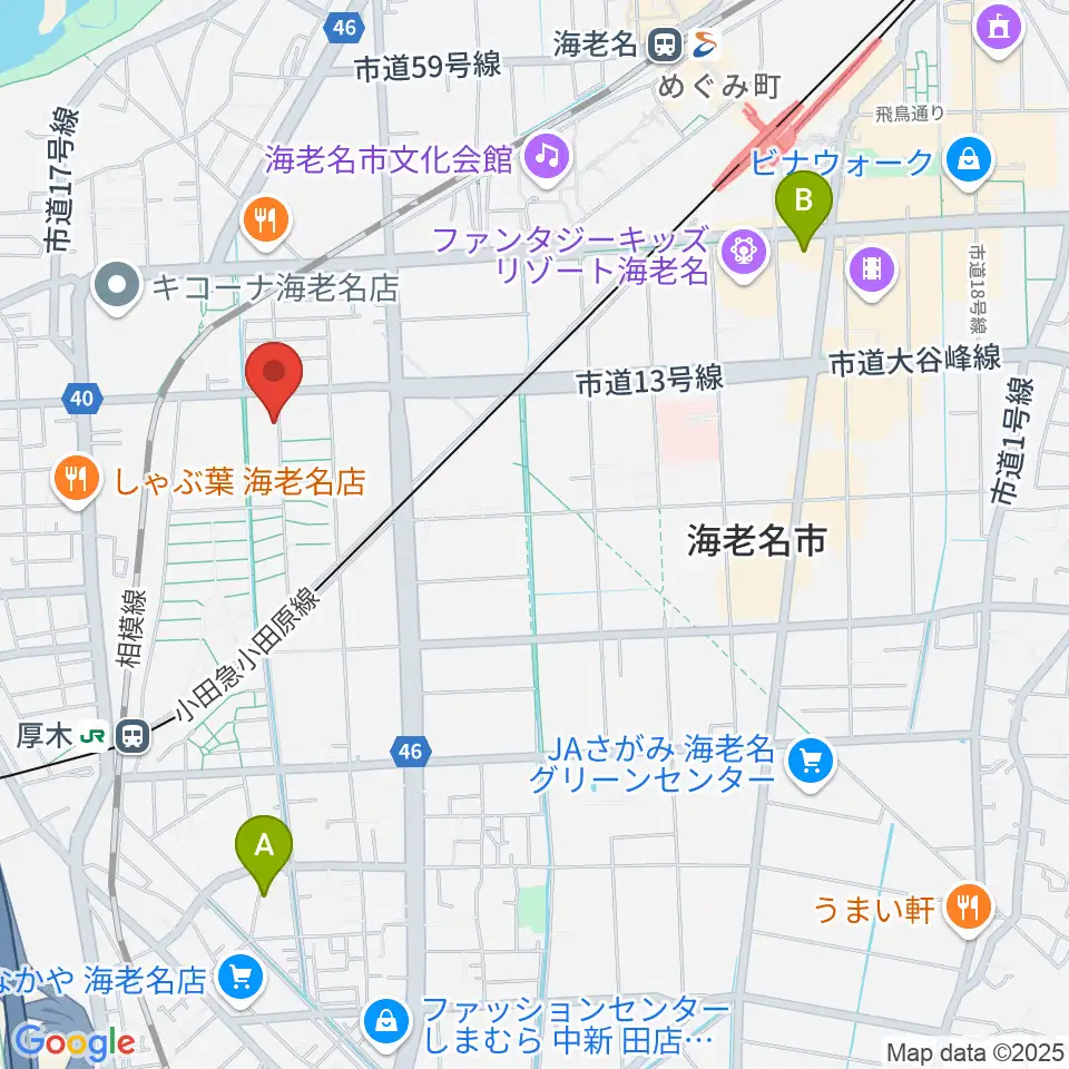 えびな市民活動センタービナスポ周辺のホテル一覧地図