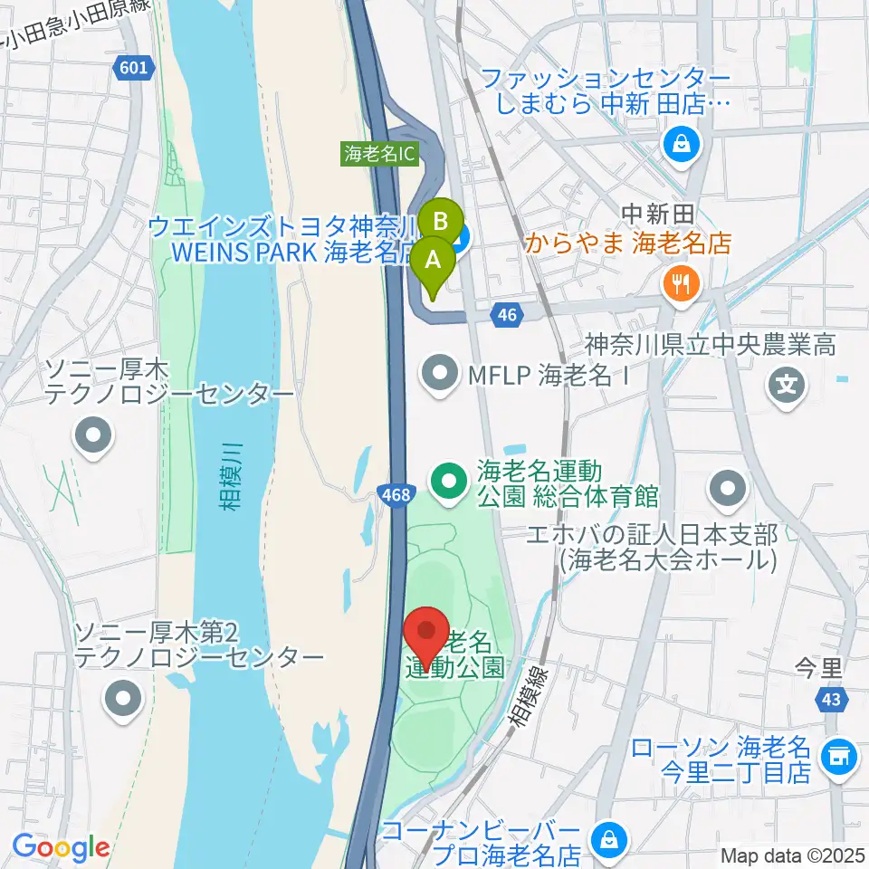 海老名運動公園多目的広場周辺のホテル一覧地図