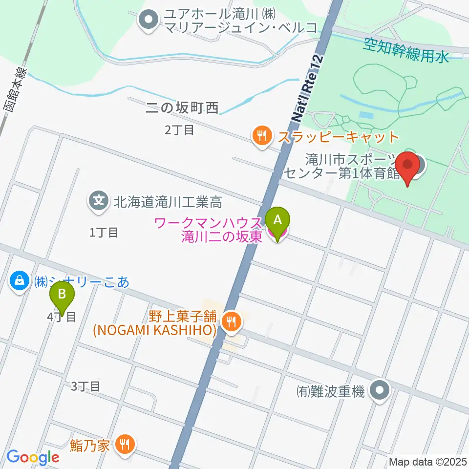 滝川市スポーツセンター 第1・第2体育館周辺のホテル一覧地図