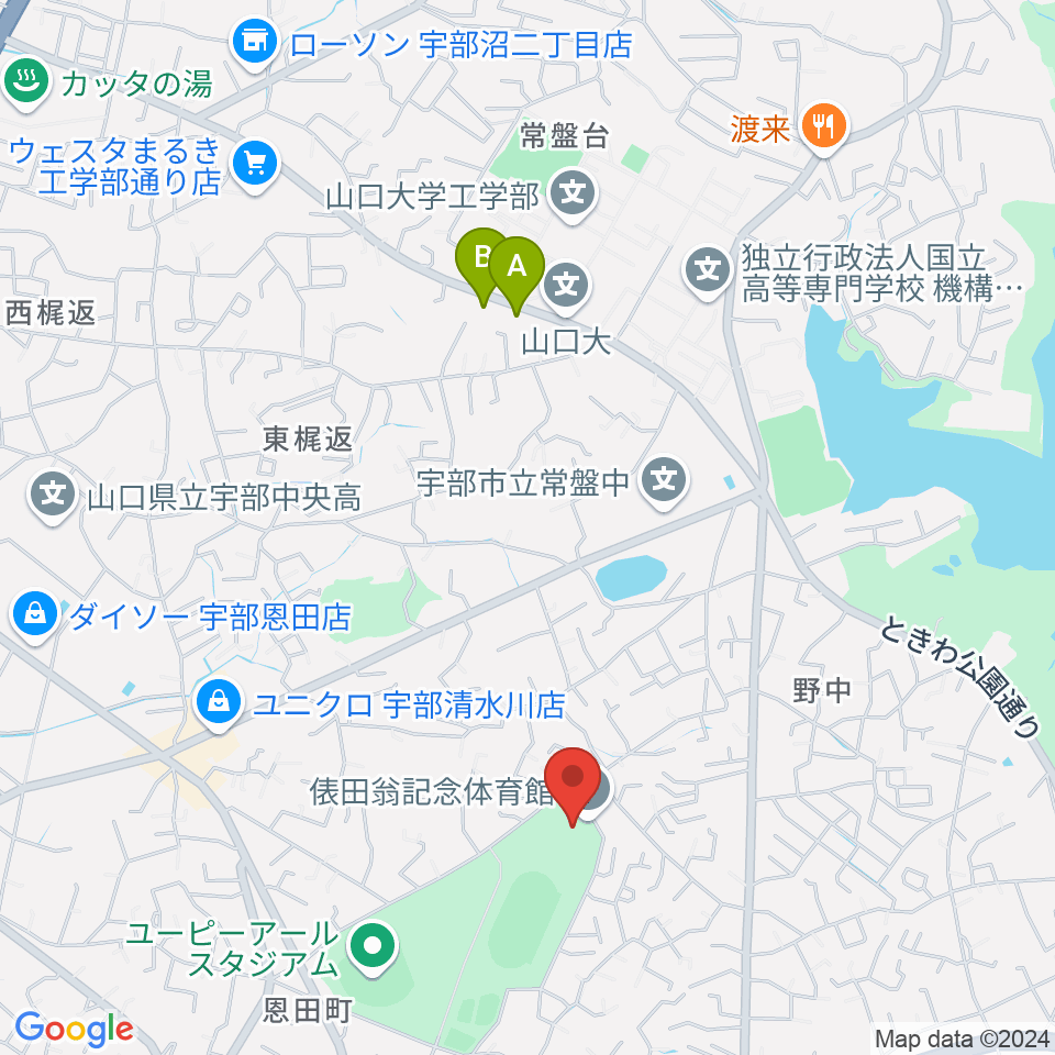 俵田翁記念体育館周辺のホテル一覧地図