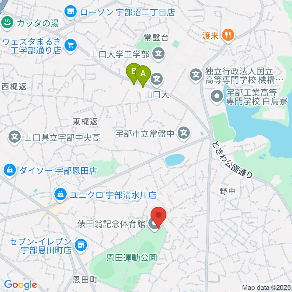 俵田翁記念体育館周辺のホテル一覧地図