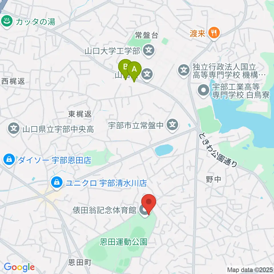 俵田翁記念体育館周辺のホテル一覧地図