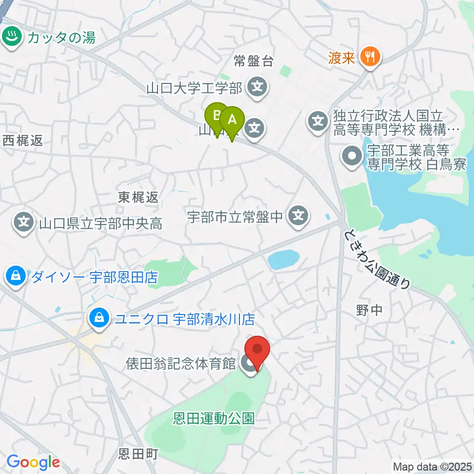 俵田翁記念体育館周辺のホテル一覧地図