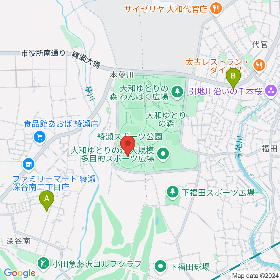 綾瀬スポーツ公園野球場周辺のホテル一覧地図