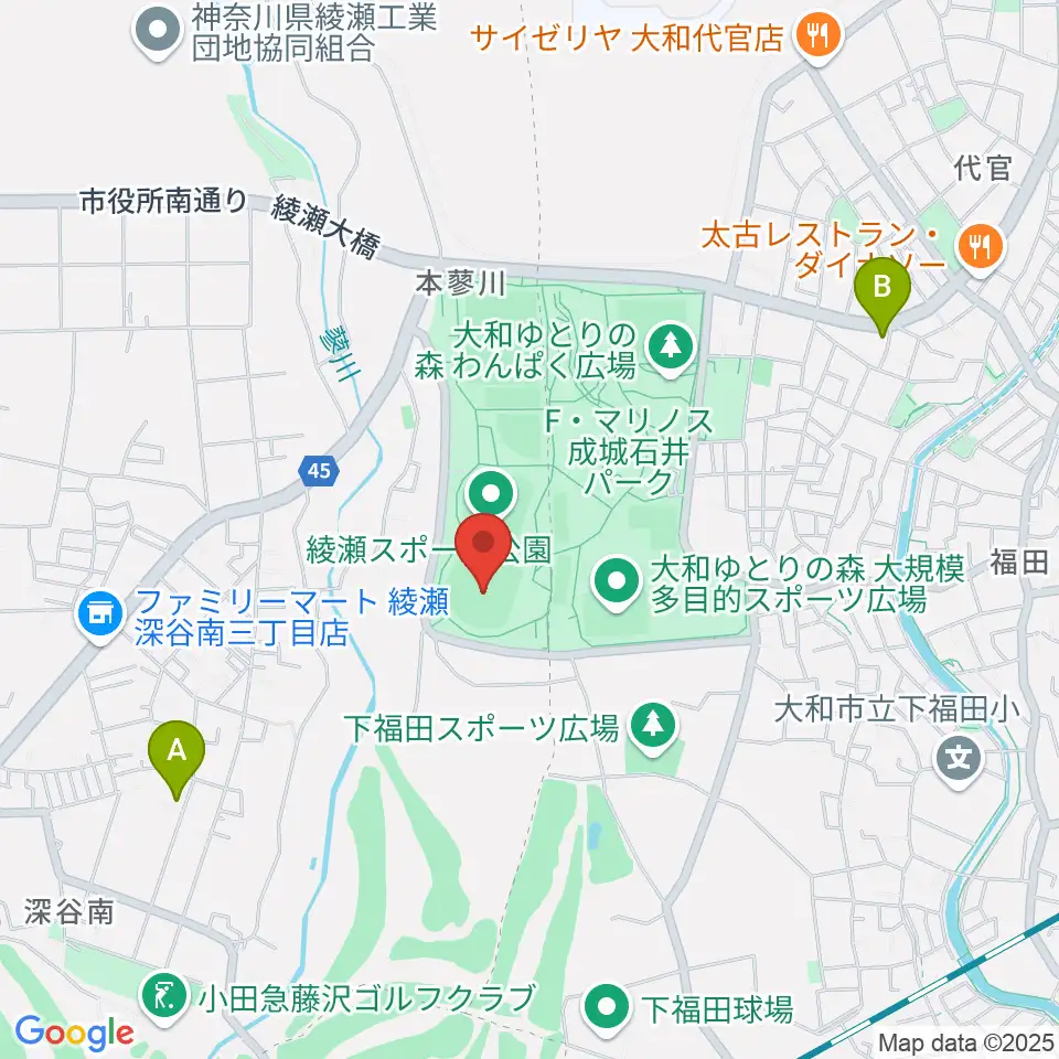 綾瀬スポーツ公園野球場周辺のホテル一覧地図