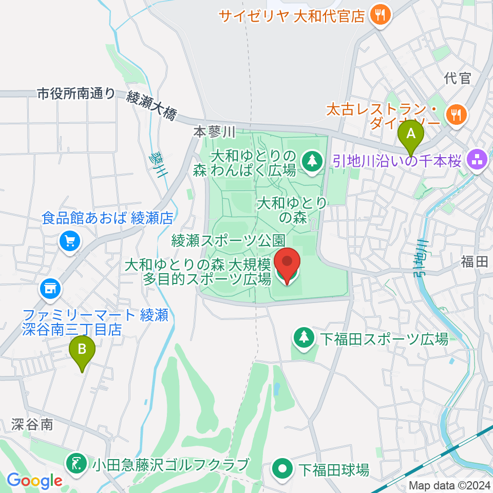 大和ゆとりの森多目的スポーツ広場周辺のホテル一覧地図