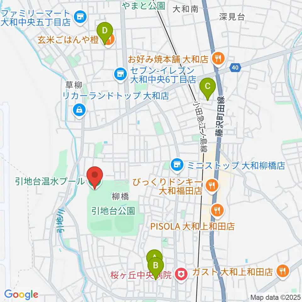 引地台温水プール周辺のホテル一覧地図