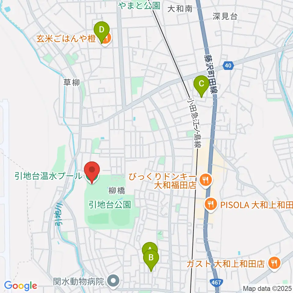 引地台温水プール周辺のホテル一覧地図