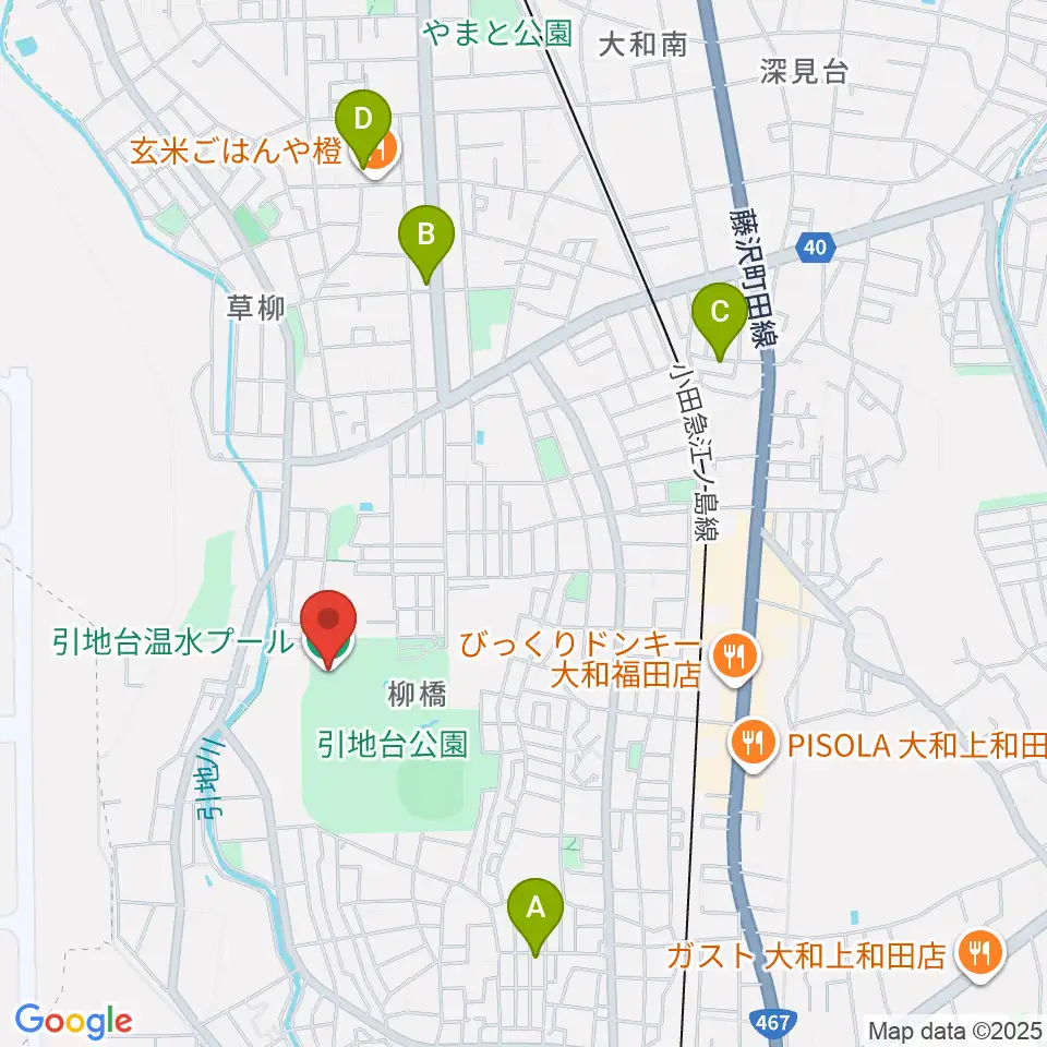 引地台温水プール周辺のホテル一覧地図