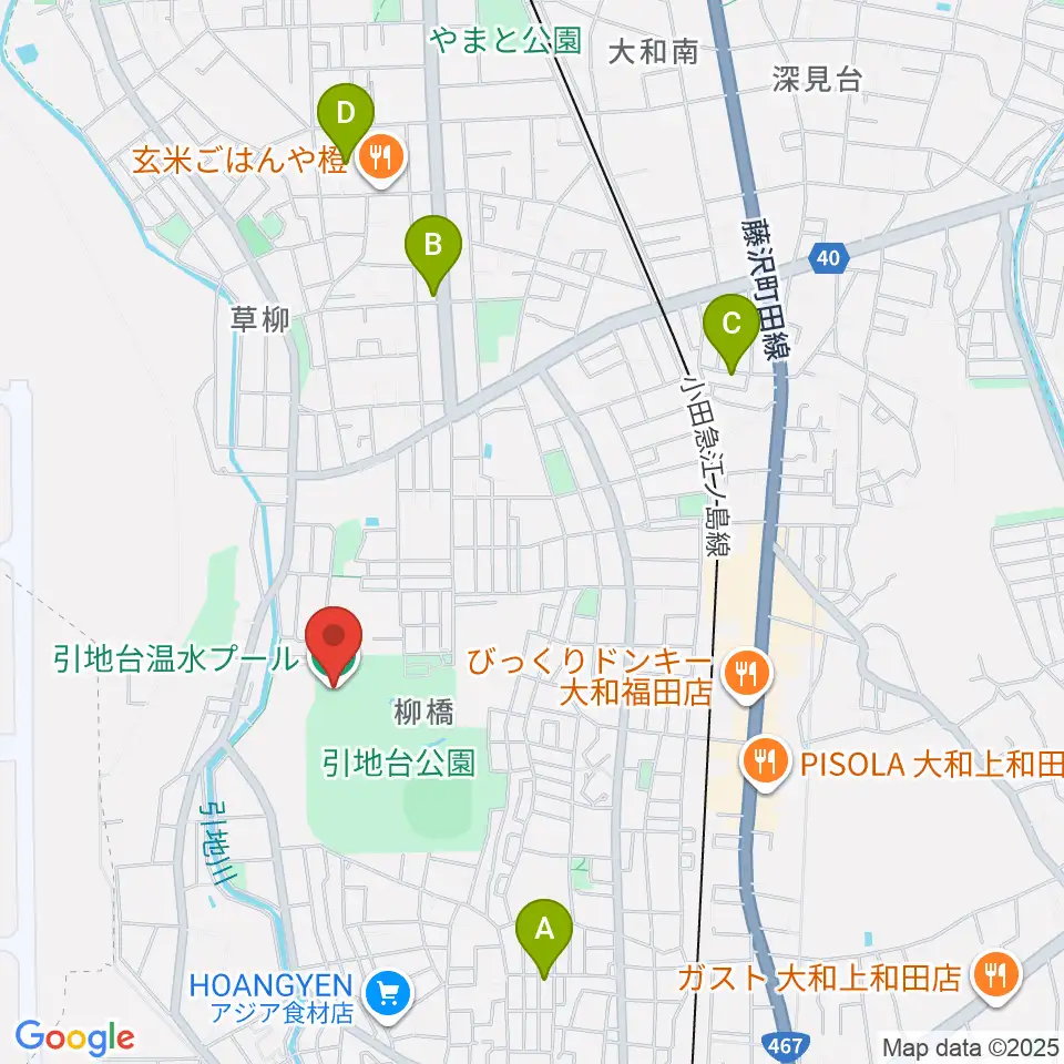 引地台温水プール周辺のホテル一覧地図