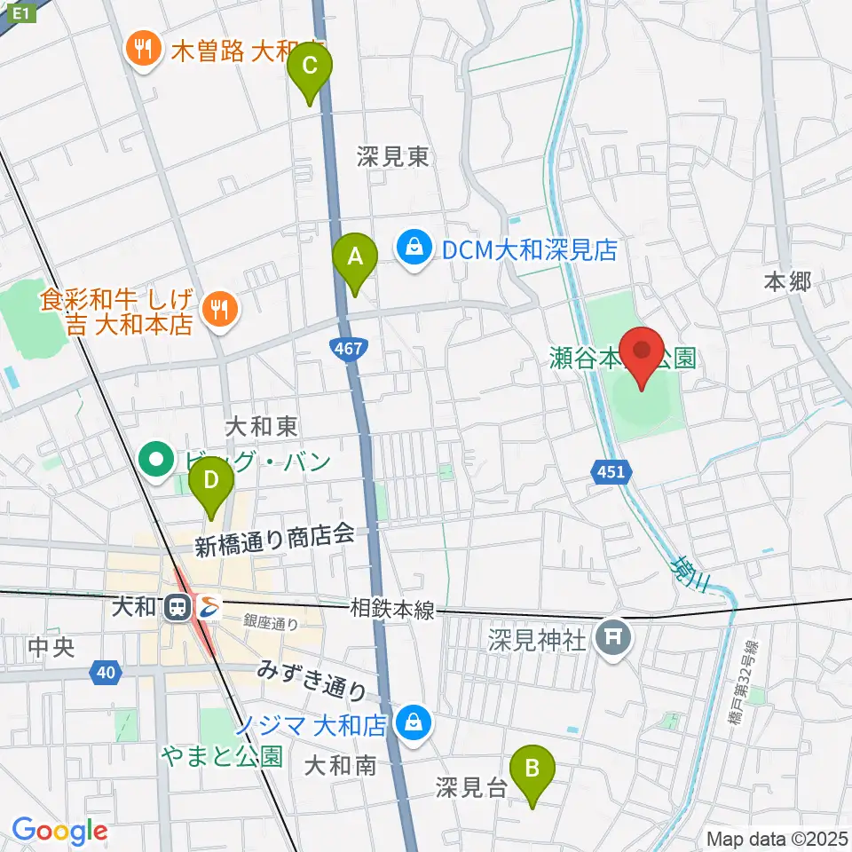 瀬谷本郷公園野球場周辺のホテル一覧地図