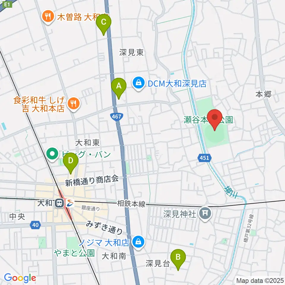 瀬谷本郷公園野球場周辺のホテル一覧地図