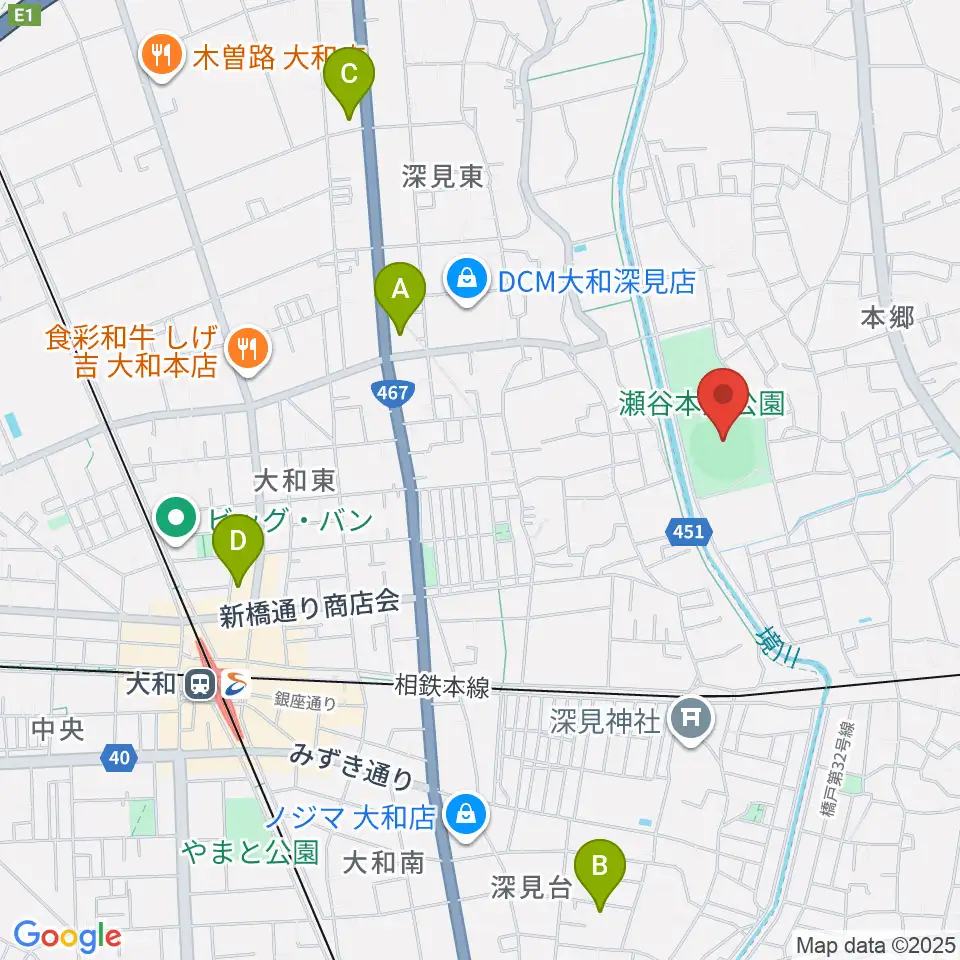 瀬谷本郷公園野球場周辺のホテル一覧地図