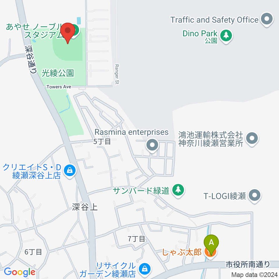 あやせノーブルスタジアム周辺のホテル一覧地図