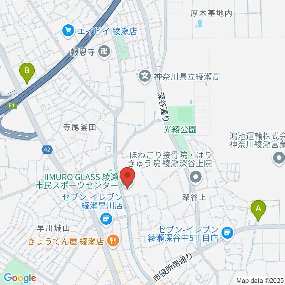 IIMURO GLASS綾瀬市民スポーツセンター体育館周辺のホテル一覧地図