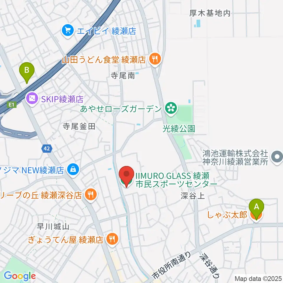 IIMURO GLASS綾瀬市民スポーツセンター体育館周辺のホテル一覧地図