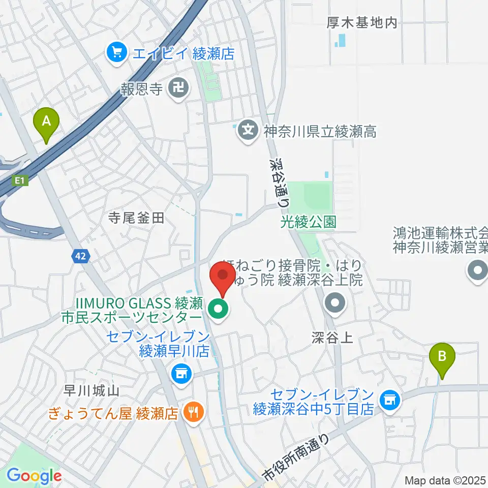 IIMURO GLASS綾瀬市民スポーツセンター陸上競技場周辺のホテル一覧地図