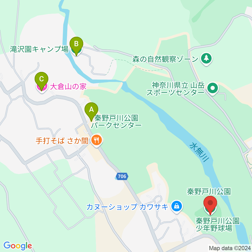 秦野戸川公園少年野球場周辺のホテル一覧地図