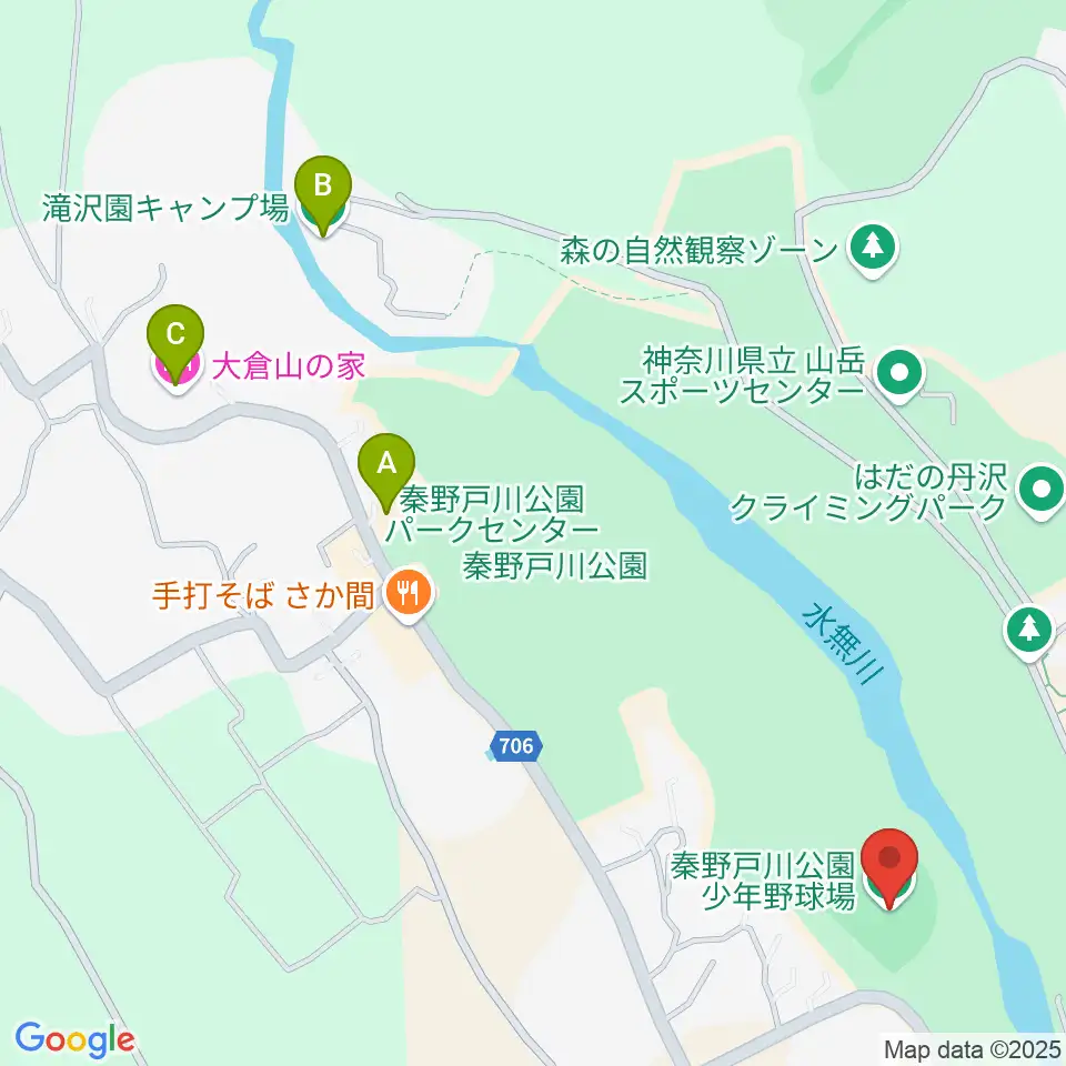 秦野戸川公園少年野球場周辺のホテル一覧地図