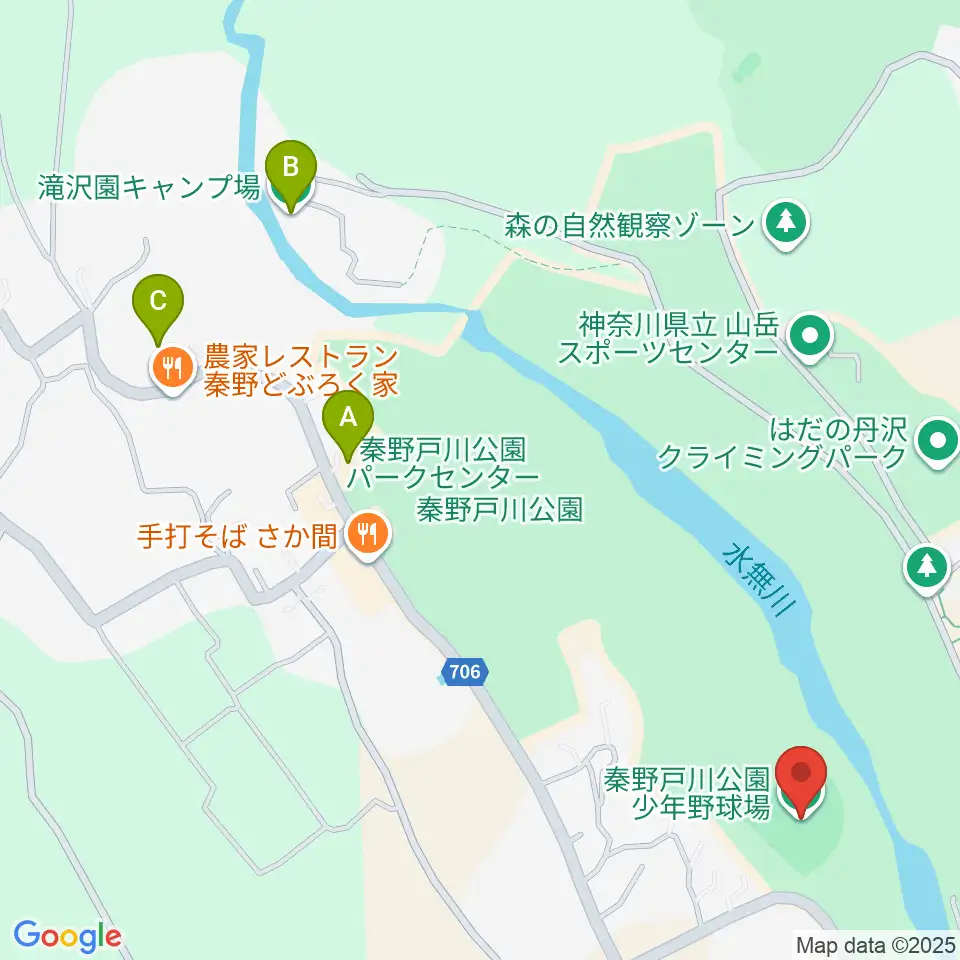 秦野戸川公園少年野球場周辺のホテル一覧地図
