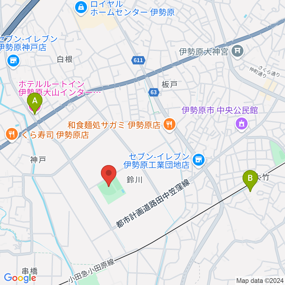 チャンピオンすずかわ野球場周辺のホテル一覧地図