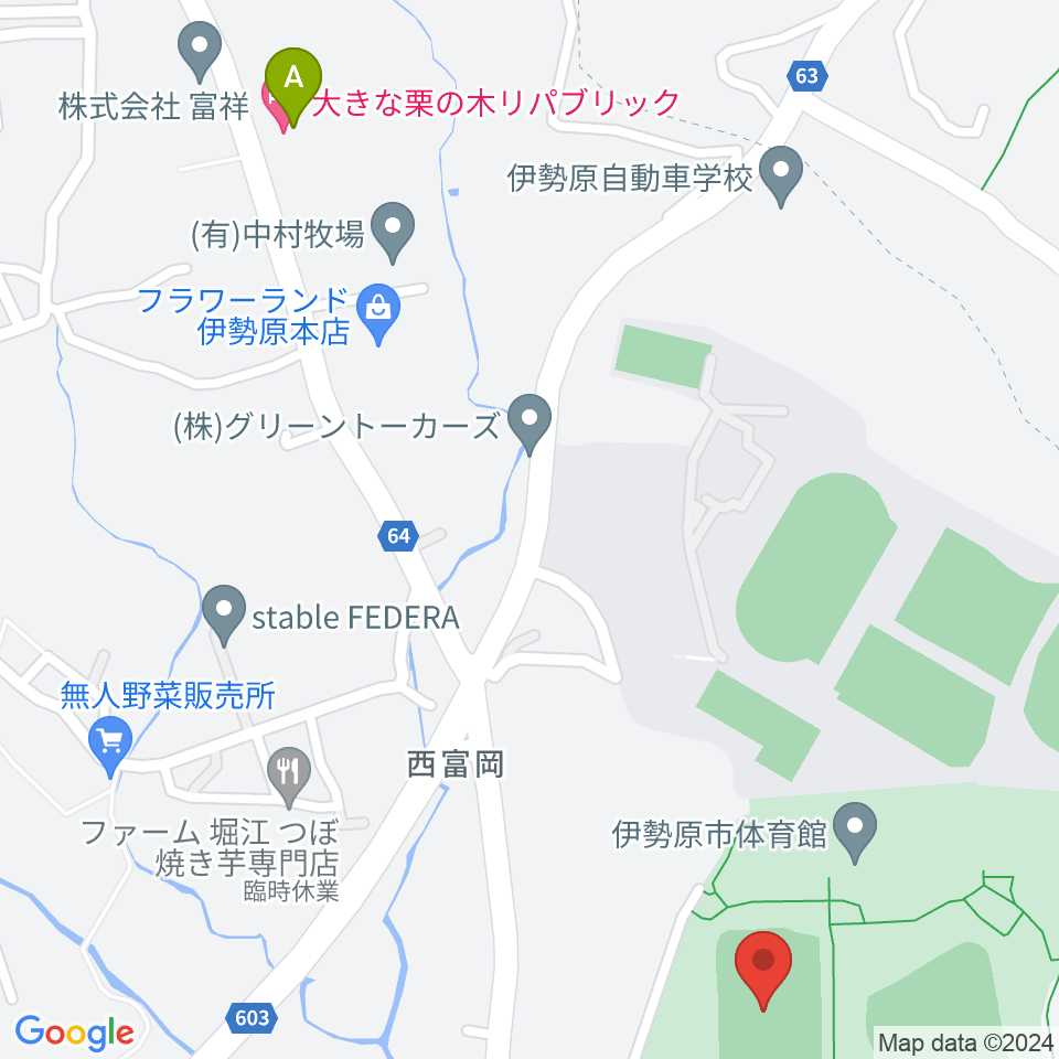 伊勢原市総合運動公園自由広場周辺のホテル一覧地図