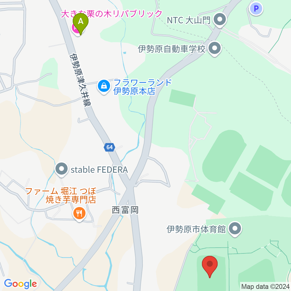 伊勢原市総合運動公園自由広場周辺のホテル一覧地図