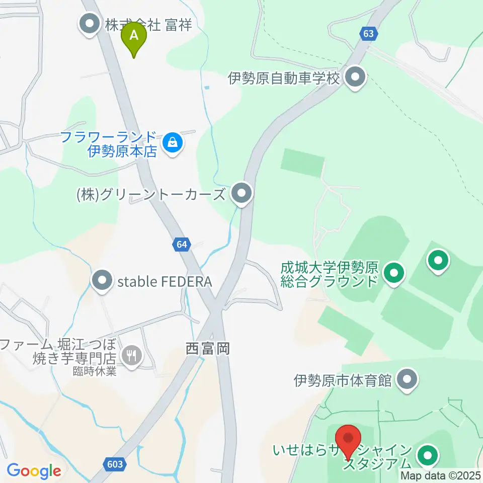 伊勢原市総合運動公園自由広場周辺のホテル一覧地図