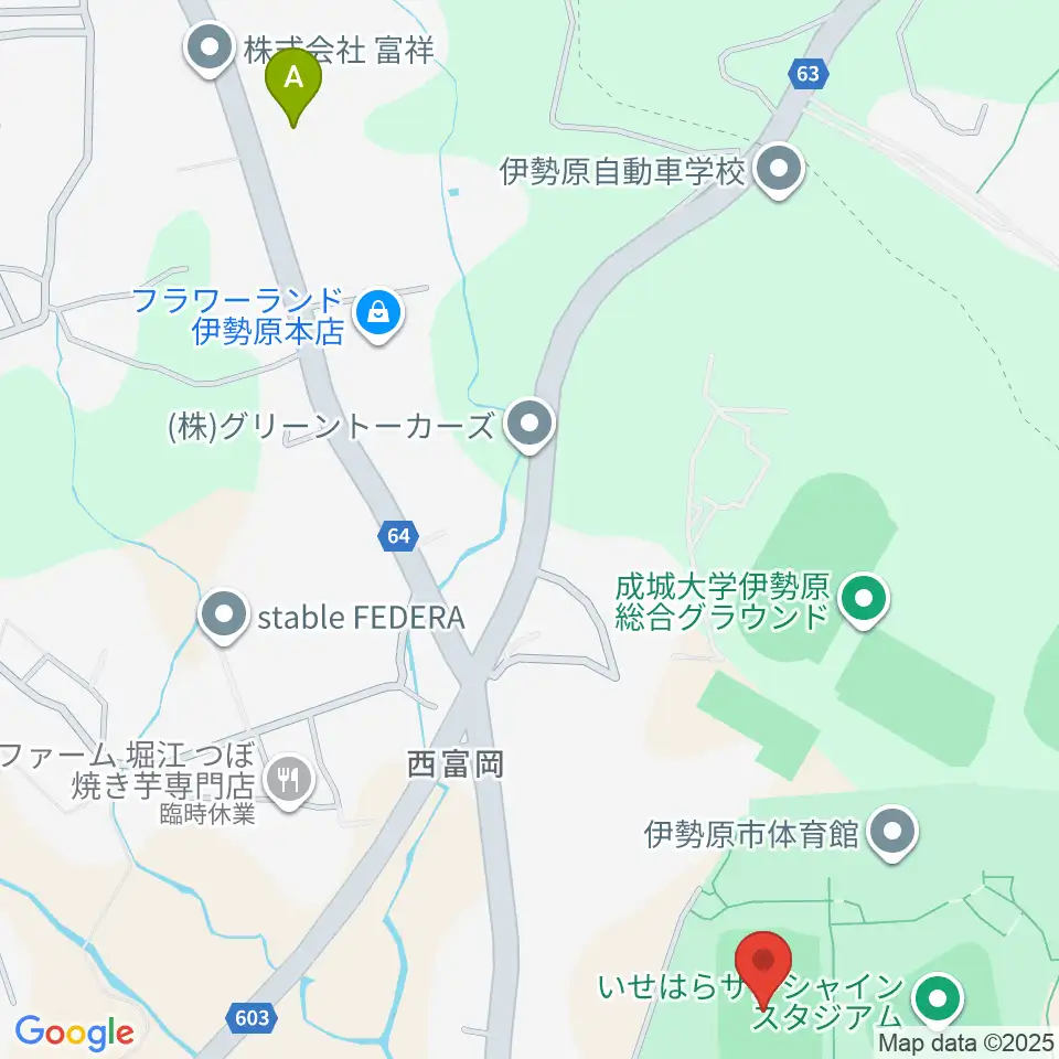 伊勢原市総合運動公園自由広場周辺のホテル一覧地図