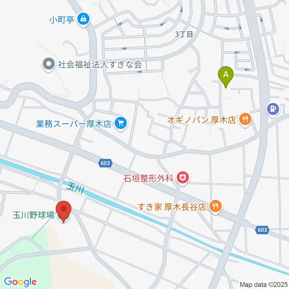厚木市営玉川野球場周辺のホテル一覧地図