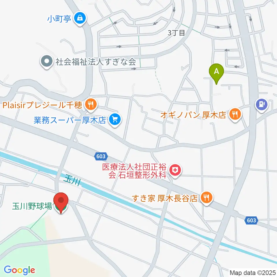 厚木市営玉川野球場周辺のホテル一覧地図