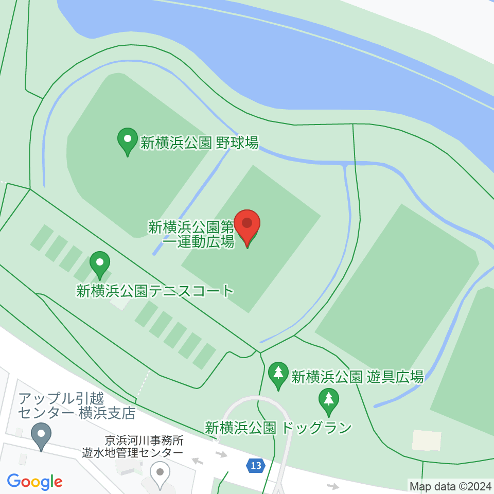  新横浜公園第1運動広場周辺のホテル一覧地図