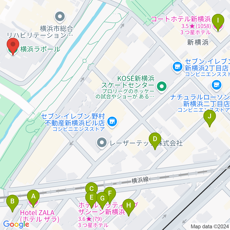 横浜ラポール周辺のホテル一覧地図