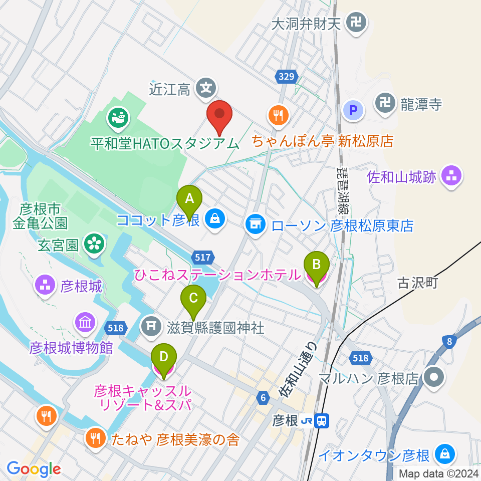 平和堂げんきっこフィールド周辺のホテル一覧地図